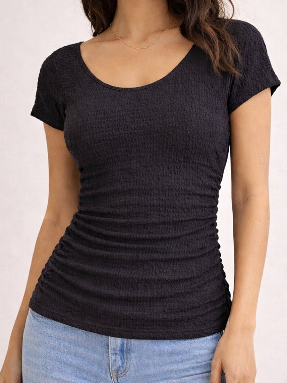 NWT ASTR The Label Black Elegant Backless Fitted Top Sz Large